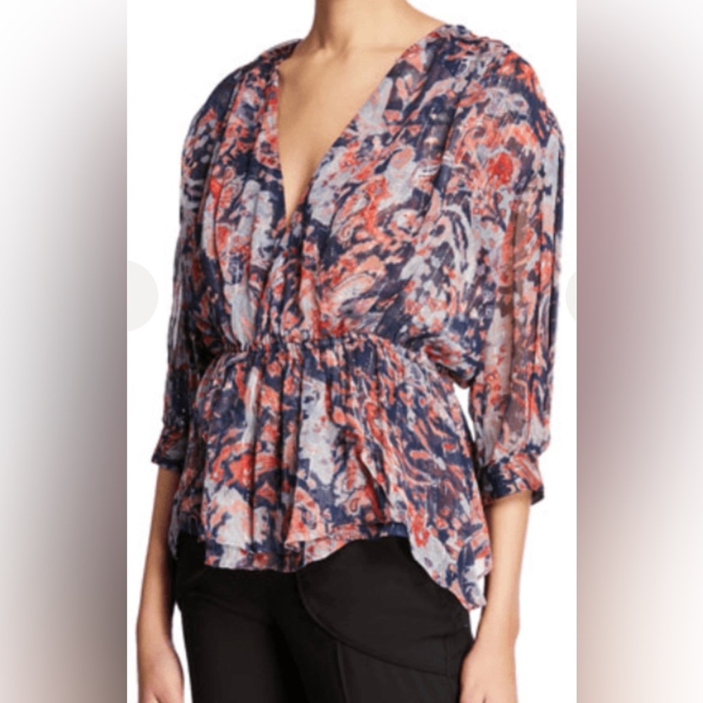 Iro Paris Silk Blouse Relaxed Fit Elevated Feminine Boho Nwt